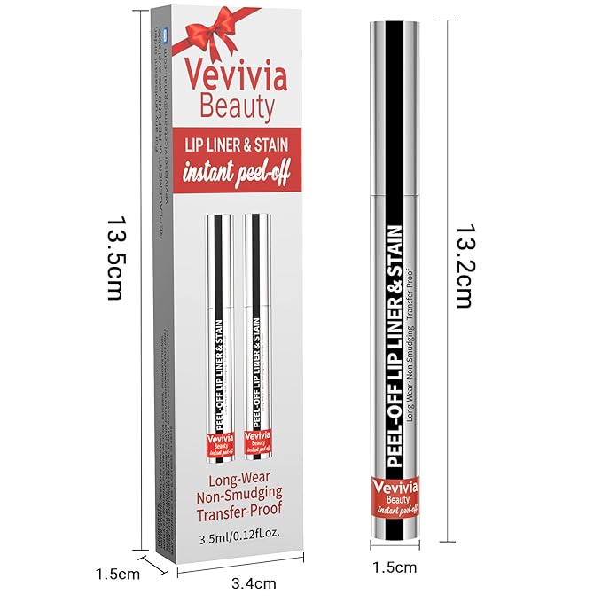 2pcs Lip Stain Peel Off - Lip Liner Stain Long Lasting Waterproof,2-in-1 Lip Liner with Tweezer Nude Matte,Non-Stick Cup,Highly Pigmented,Natural Finish,Stay On All Day,Perfect for Gift (Nude+Cocoa)