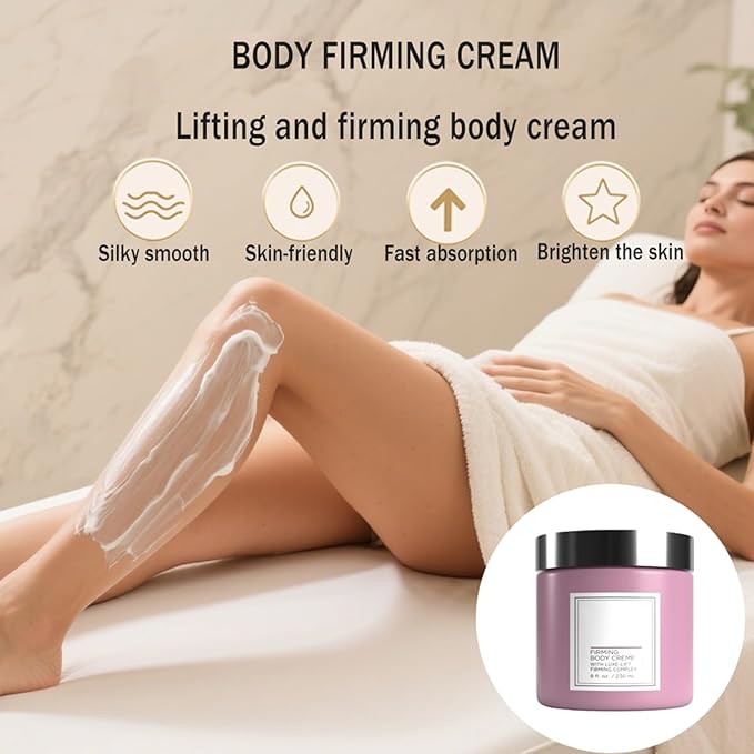 Champagne Lift Body Creme, Champagne Lift Hydrating Firming Body Cream for Crepey Skin, Targets Dry & Sagging Skin on Arms, Legs | Powered by Pink Pepperslim & Luxe-Lift Firming Complex - 8 oz.
