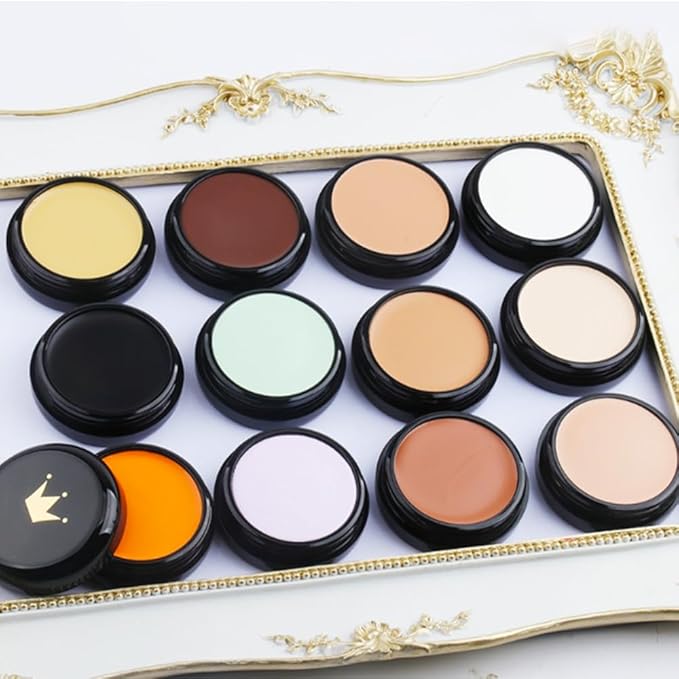 Kaely Color Correcting Concealer,Cream Pot Concealer Full Coverage,under Eye Concealer Palette for Conceals Dark Circles,Waterproof Foundation Face Makeup,07 Dark Coffee