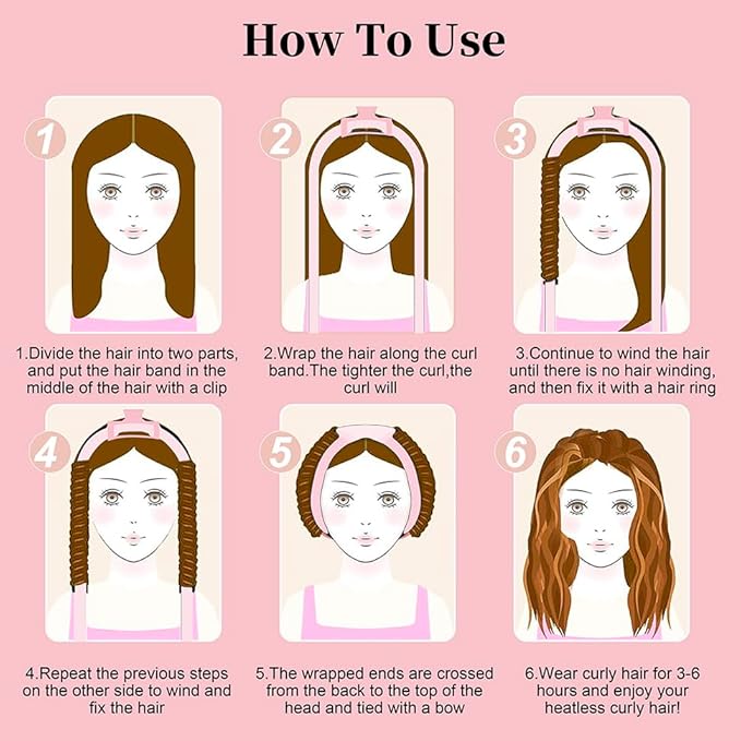 Heatless Curling Rod Headband, Upgraded 60' Extra Long Soft Velvet Hair Curlers to Sleep In, No Heat Curls for Most Hair Types, Includes Directions (Purple, 1 Count)