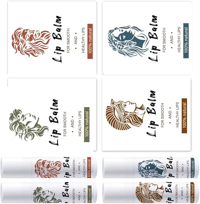 OLYCRAFT 100Pcs Self-Adhesive Lip Balm Tag Stickers 1.7x2.1 inch Adhesive Label with Greek Mythology Portrait Rectangle Lipstick Tag Sticker for Lip Balm Container Tubes Lipstick Wrapping Decoration