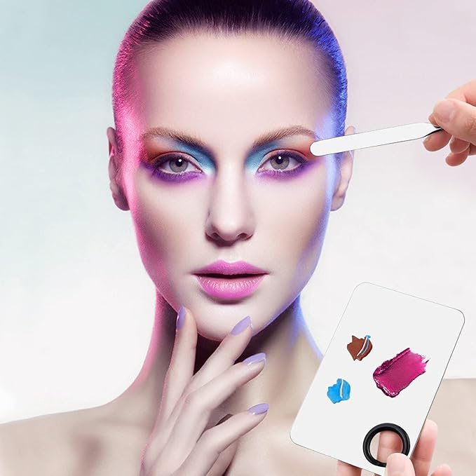 Makeup Spatula,Korean Spatula Makeup Stainless Steel Makeup Spatula and Palette Set,Professional Foundation Spatula Facial Cosmetic Makeup Tool (1 Cosmetic Brush+1Spatula+1 Rectangle Palette)