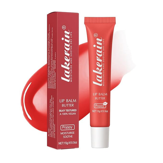 Moisturizing Lip Balm Butter for Dry Cracked Lips,Day/Night Hydrating Lip Mask, Ultra-Nourishing Lip Care Moisturizer for Soft, Smooth and Supple Lips (Poppy)