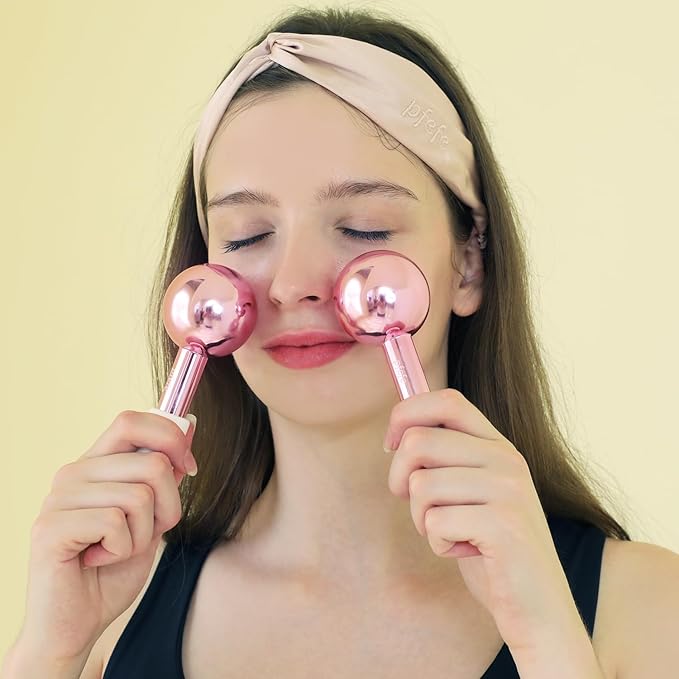 Ice Globes for Face & Eyes, Unbreakable Stainless Steel Cryo Sticks for Beauty Routines, Facials Cold Roller Colling Globes for Puffiness, Wrinkles, Dark Circles, Headaches