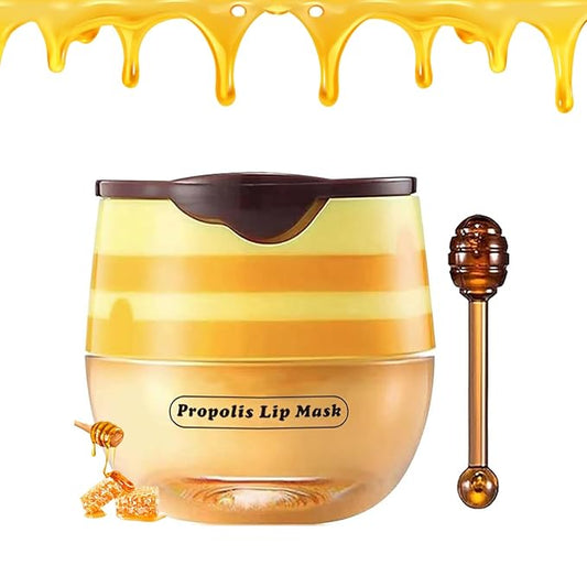 1 PCS Bee Lip Balm Honey Pot, Exfoliating Honey Bee Lip Balm Sleeping Lip Mask Overnight with Sticks, Honey Pot Lip Balm Prevention Dry Hydrating and Crack Lip Scrubs
