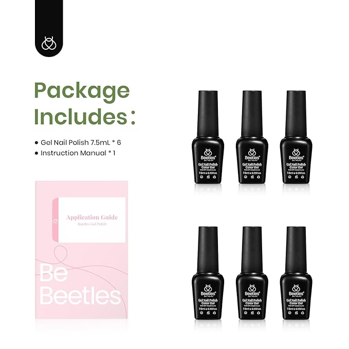 Beetles Green Gel Nail Polish Set - 6 Colors Green Gray Blue Glitter Nail Gel Polish Soak off Uv Gel Nail Art Manicure Gifts for Women