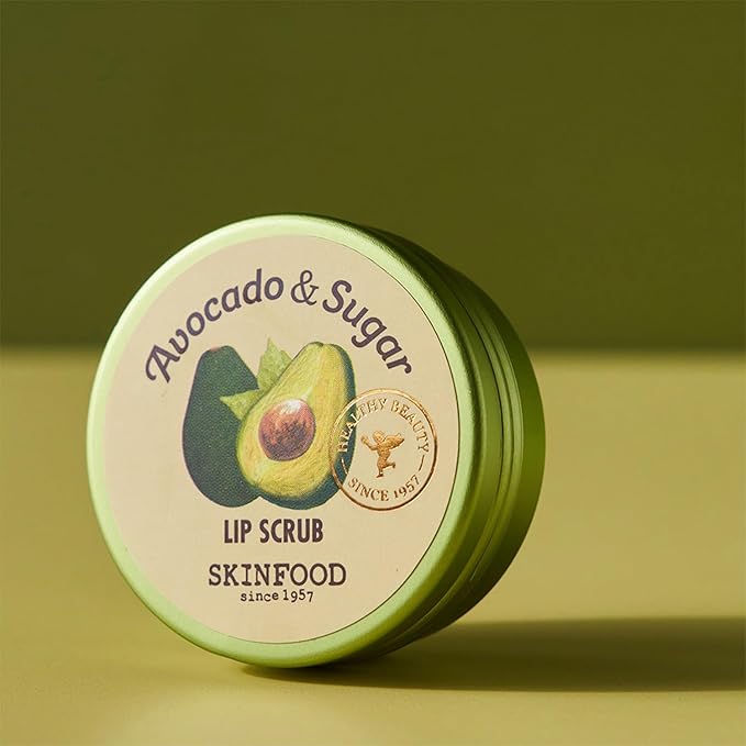 SKINFOOD Avocado Rich Lip Scrub 14g - Removes Dead Skin and Lip Nourishing & Moisturizing and Minerals, Soft Smooth Lips Scrub - Plump Lip Scrub - Dead Skin Lip Scrub for Smooth and Plump Lips
