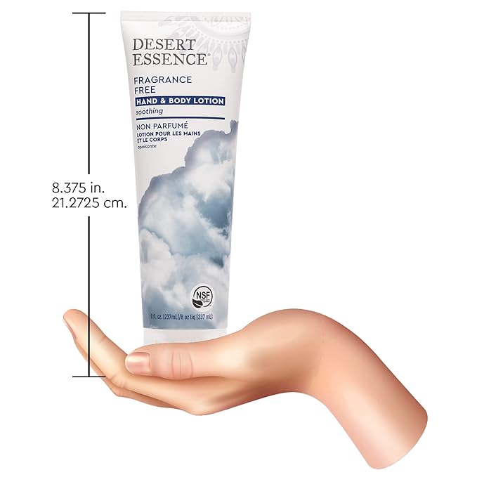 Desert Essence Fragrance Free Hand & Body Lotion - 8 Fl Ounce - Soothing - Aloe Vera - Shea Butter - Green Tea - Coconut Oil - Jojoba Oil