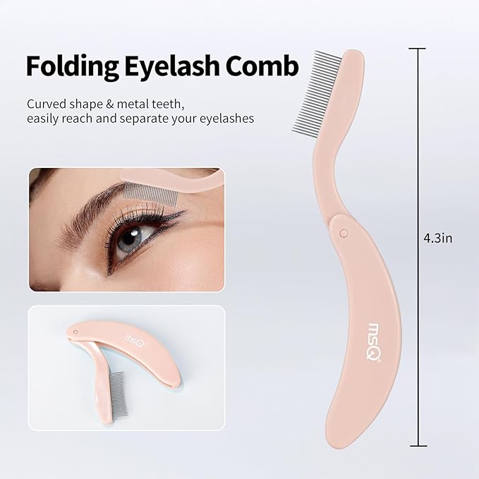 Eyelash Comb MSQ Eyelash Separator Tool Eyelash Comb Separator Folding Eyelash Brush Separator Lash Comb for Eyelash Makeup Brush (khaki)