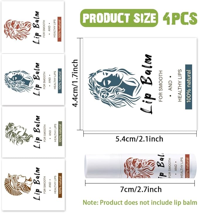 OLYCRAFT 100Pcs Self-Adhesive Lip Balm Tag Stickers 1.7x2.1 inch Adhesive Label with Greek Mythology Portrait Rectangle Lipstick Tag Sticker for Lip Balm Container Tubes Lipstick Wrapping Decoration