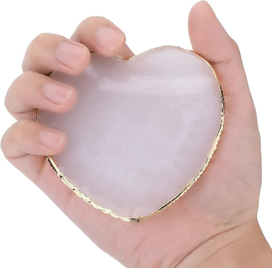 Resin Nail Art Palette Gold Edge Nail Holder Heart Shaped Color Makeup Foundation Mixing Tools Display Board Gel Nail Art Color Mixing Palette Painting Tray Manicure Tool