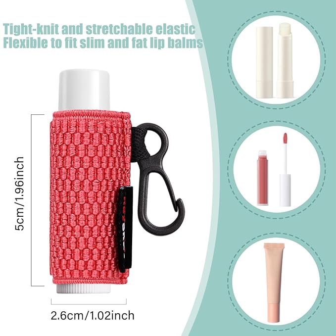 3PCS Lip Balm Holder Sleeves Keychain Lipstick Sleeves Lip Gloss Holder Keychain Chapstick Elastic Sleeves