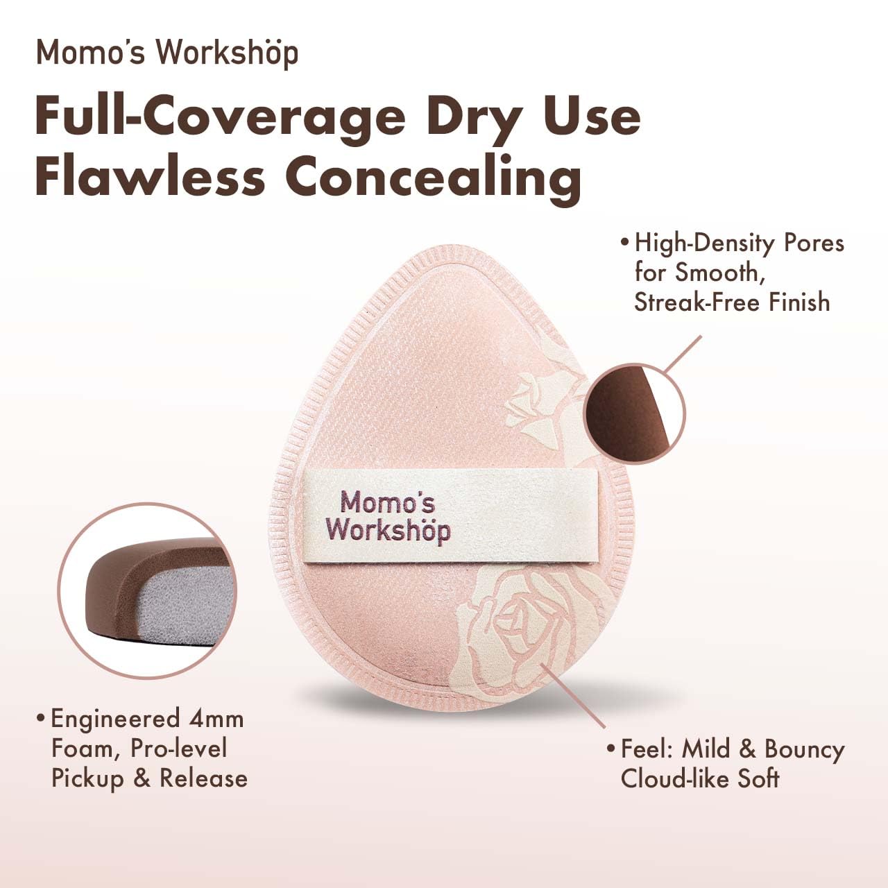 Makeup Sponge, Rubycell, Egg Shape, Foundation Sponges with Glossy PU Leather, for Liquid/Sheer Foundations, Cosmetic Puff, Medium Bounce,Travel Friendly & Reusable,2pcs & Storage Case