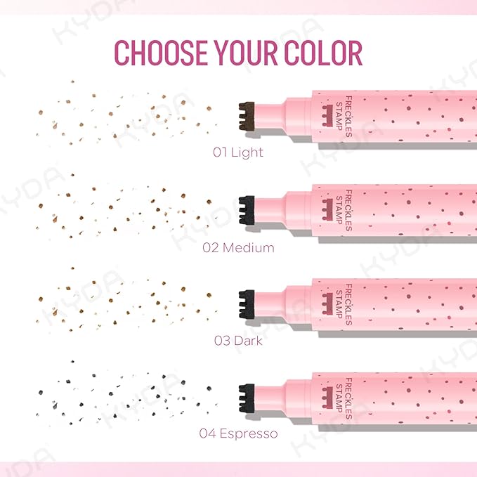 KYDA Freckle Liquid Eyeliner Pen, 2 in 1 Freckles Stamp and Black Liquid Eyeliner, Waterproof and Long lasting Soft Dot Spot Pen Realistic Fake Freckles for Natural Lifelike Sun-kissed Makeup-LIGHT