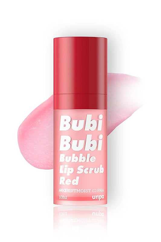 UNPA Bubi Bubi Bubble Lip Scrub Red 0.33 Fl Oz| Lip Bubble Moisturizer & Lip Scrubber | Lip Care Products for Lip Repair & Lip Lightening | Lip Scrubs Exfoliator & Moisturizer | Korean Lip Moisturizer