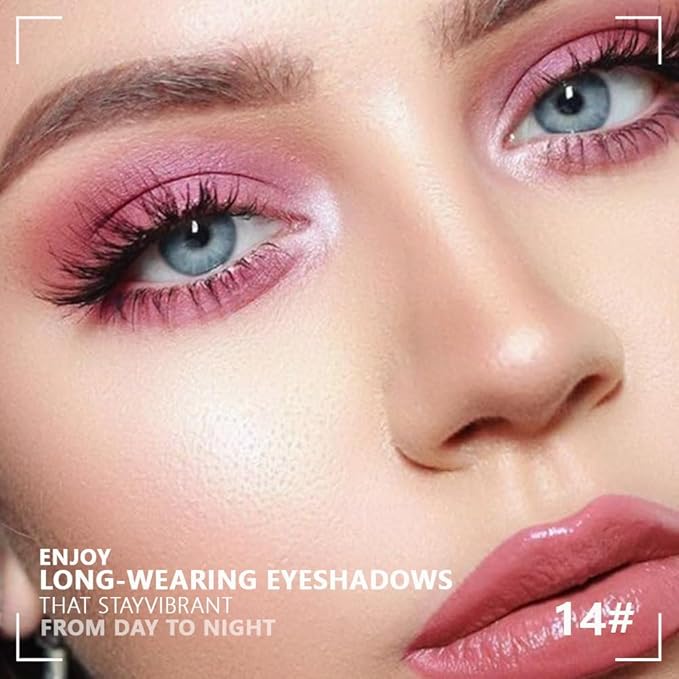 Powder Eyeshadow Quad, Rose Pink Chocolate Brown Shimmer Eye Shadow Palette Makeup, Neutral Vegan Matte Quads Eye Shadow Palette for Older Women Pigmented Waterproof, paleta de sombras de ojos
