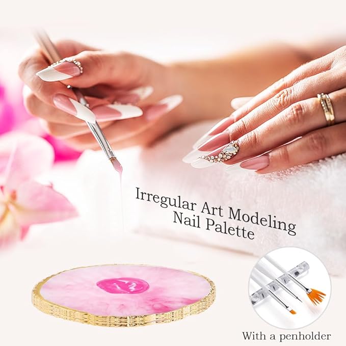 Nail Art Tools 27Pcs Set,Nail Art Brush,Resin Nail Art Palette,5 Pcs Nail Art Sculpture Pen,2-way Acrylic Silicone Engraving Pen Dotting Pen Tools Nail Art Kit for Nail Art DIY