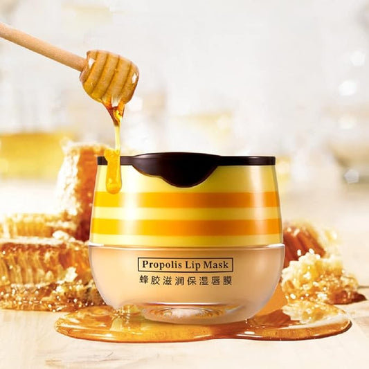 Lip Balm Honey Pot, Honey Moisturizing Lip Mask Reduces Lip Lines,Prevention Dry and Cracked Lip Scrubs Exfoliator.