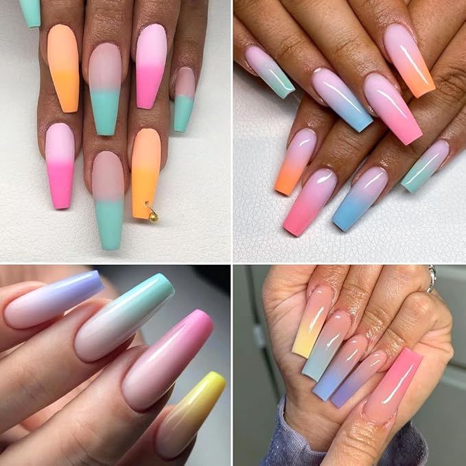 Neon Phosphor Nail Powder Set - 10 Colors, Fluorescent Glitter Gradient, Iridescent Rubbing Dust, Ombre Brush for DIY Nail Art