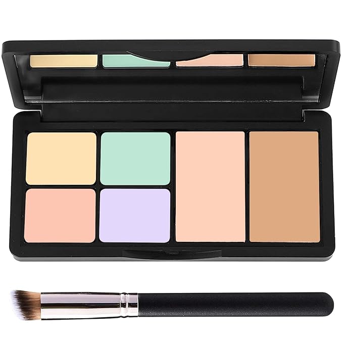 6 Colors Correcting Concealer Contour Palette,Concealer Cream Contour Makeup Palette,Contouring Foundation Highlighting Makeup Kit with Brush(01#)