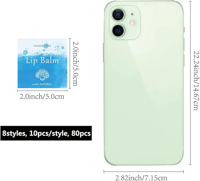 CRASPIRE Lip Balm Labels 80pcs Homemade Lip Balm Labels 2” Clear Lip Balm Labels for Tubes Printable Waterproof Lip Balm Stickers Labels for Lip Balm Handcream Candle Container(Marine Life-Blue)