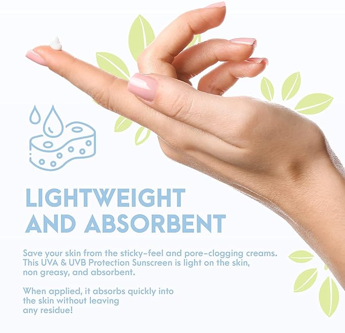 SPF8 Broad Spectrum Natural Sun screen, Soothing and Hydrating Mineral Sunscreen, Vegan, Paraben-Free Sunblock, Water-Resistant Sunscreen for Face and Body, 6oz - Natural Tone Organic Skincare