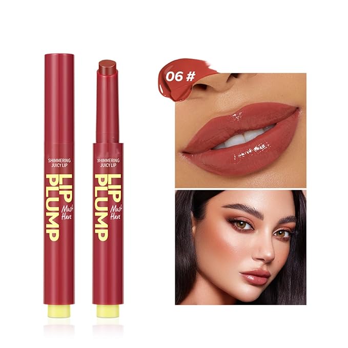 MAEPEOR Hydrating Lip Plumper 12 Colors Moisturizing Shiny Juicy Lip Balm Long Lasting Nourishing Lip Pluming Balm(Color 06)