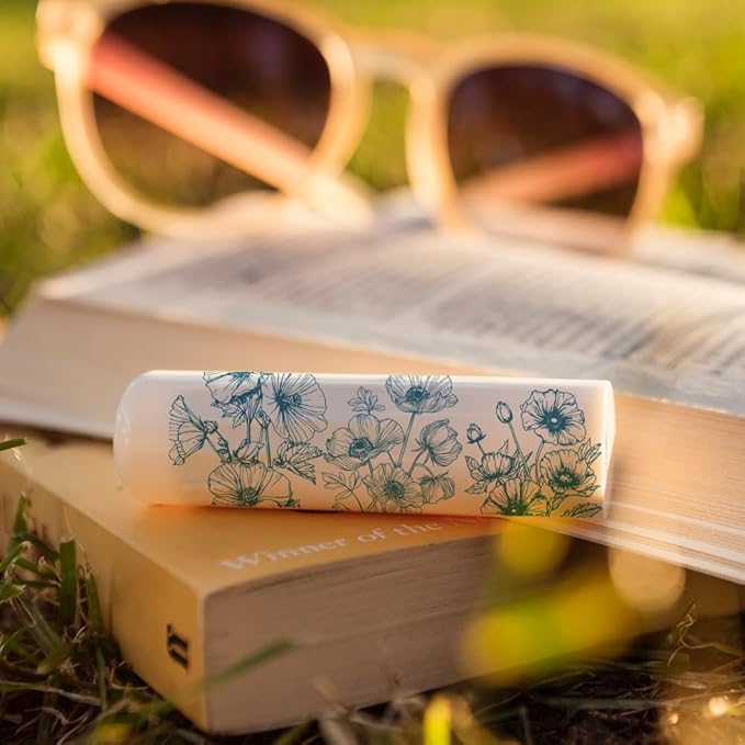 OLYCRAFT 100Pcs Self-Adhesive Lip Balm Tag Stickers 1.7x2.1 inch Waterproof Adhesive Label with Flower Patterns Rectangle Lipstick Tag Sticker for Lip Balm Container Tubes Lipstick Wrapping Decoration