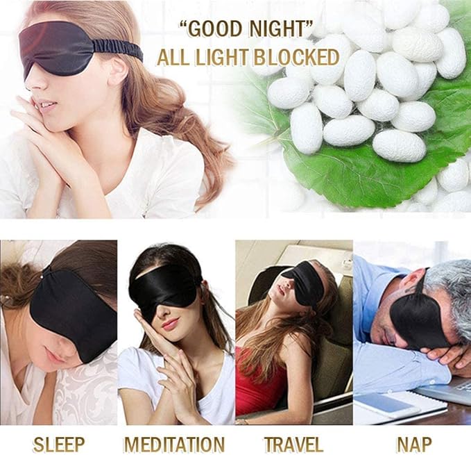 100% Natural Mulberry Soft Silk Sleep Mask, Light Blocking Eye Masks For Sleep, Night Blindfold Eye Mask Cover For Men And Women, Sleeping Night Mask For Travel (Pink)
