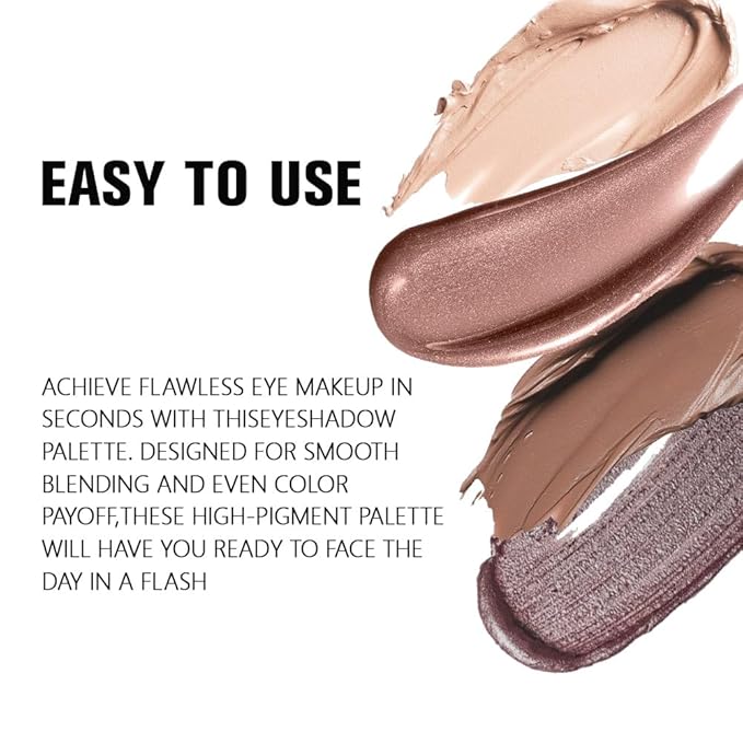 Cream Eyeshadow Quad, Nude Brown Matte Shimmer Eyeshadow Palette Makeup, Neutral Eye Shadow Palette for Older Women Pigmented Waterproof, sombras para ojos, 03