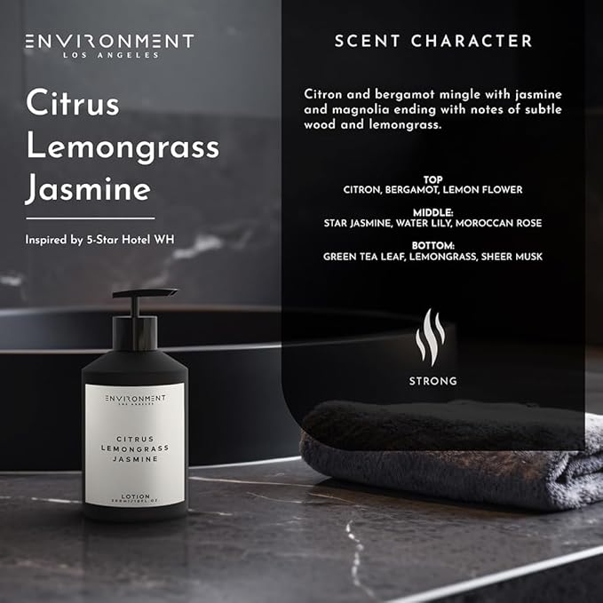 ENVIRONMENT Inspired by 5-Star Hotels WH Lotion, 300ml Luxury Scented Lotion (White Tea | Cedar | Aloe Vera) Bathroom Luxury, Men & Women High-End Body Lotion, Hand Cream, Dry Skin Treatment