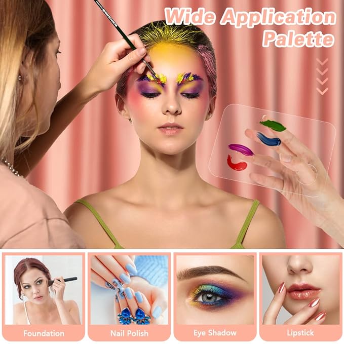 Acrylic Cosmetic Makeup Palette, 3PCS Makeup Mixing Palette With Spatula Makeup Artist Tool, Professional Cosmetic Mixing Makeup Palette For Mixing Eye Shadow/Eyelash/Nail Art/Foundation