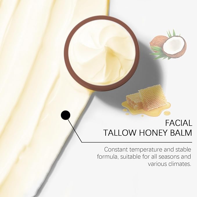 Whipped Beef Tallow and Honey Balm,Beef Tallow for Skin,Tallow Face Moisturizer,Tallow and Honey Balm,Grass Fed Grass Finished Face Cream (120G/1pcs)