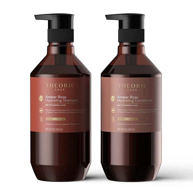 Theorie Amber Rose Hydrating Shampoo- Refresh & Hydrate, Irresistible Scent of Rose, Jasmine & Amber, Suited for All Hair Types-Color & Keratin Treated Hair, 400ML