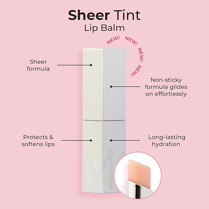 MCoBeauty Sheer Tint Lip Balm, Clear, Nourishing Balm for Healthy, Luscious Lips, Vegan, Cruelty Free Cosmetics