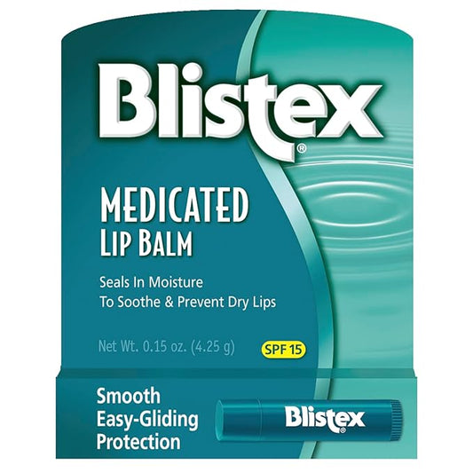 Blistex Medicated Lip Balm, 0.15 Ounce, (Pack of 24) β Prevent Dryness & Chapping, SPF 15 Sun Protection, Seals in Moisture, Hydrating Lip Balm, Easy Glide Formula for Full Coverage