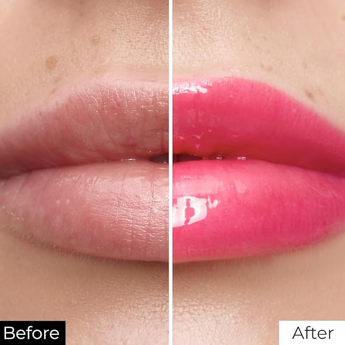 All-in-One Lip Oil - Lightweight, Tinted, Plumping, Hydrating Lip Gloss - Lip Balm for Day & Night Use, Long-Lasting Lip Stain, Lip Glow Oil, No-Sticky Gloss, Lip Plumper Tint - Peachy β401