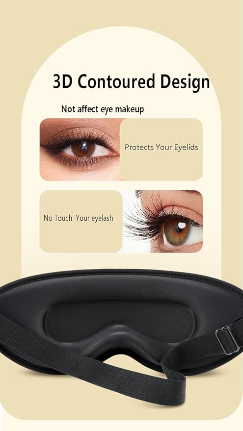 Sleep Mask for Side Sleeper, 3D Contoured Blackout Sleeping Mask,Breathable Sleep Masks for Women Men,Eye Masks for Sleep,Adjustable Eye Cover Blindfold with lash Extensions for Trave,Nap,Night Work