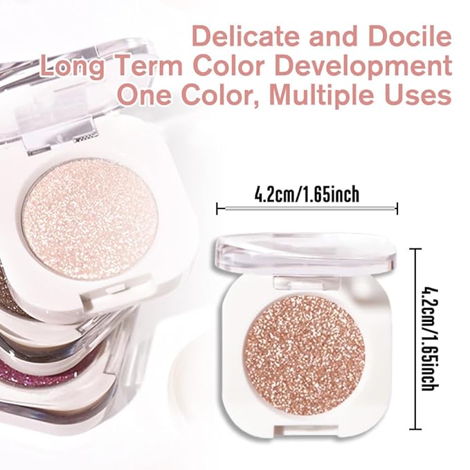 Light Brown Single Glitter Eyeshadow Makeup, Neutral Powde Eye Shadow for Women, Brown Shimmer Singles Eyeshadow Palette Pigmented Waterproof, sombras para ojos,Girls Monochrome Eyeshadows Gift