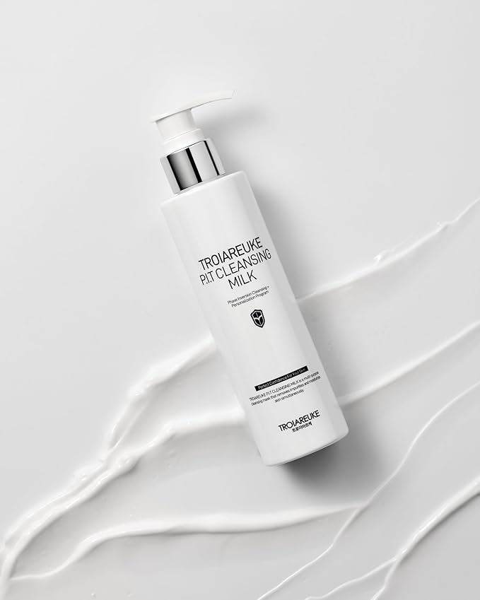 TROIAREUKE PIT Cleansing Milk I Deep Cleansing Daily Facial Cleanser for All Skin Types, Dry, Hydrating Face Mask with Antioxidants, Vitamins, Moisturize Korean Aesthetic Skin Care 6.08 fl oz