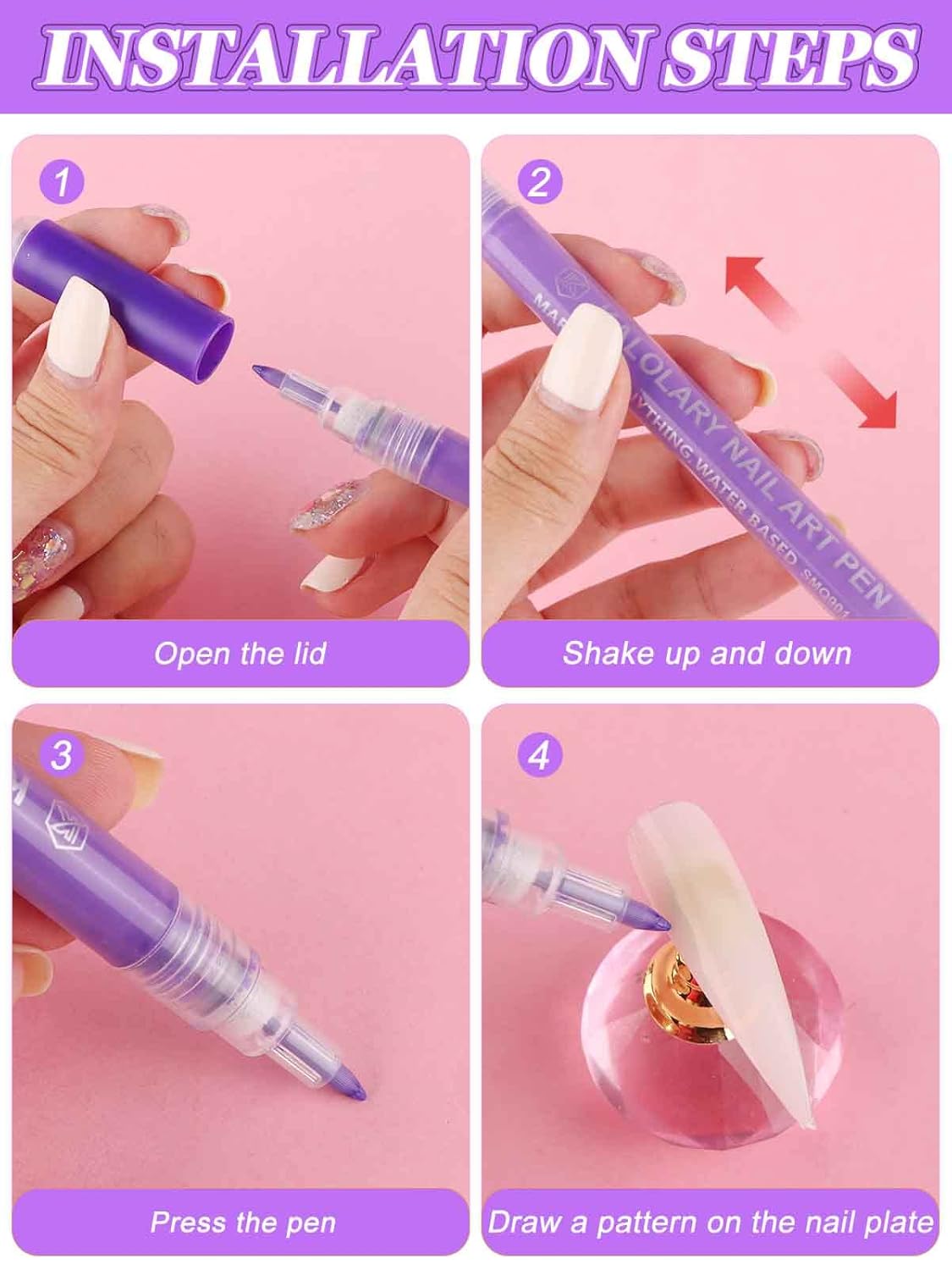 12 Color 3D Nail Art Pens Set, Kalolary Nail Point Graffiti Dotting Pen Drawing Painting Liner Brush for DIY Nail Art Beauty Adorn Manicure Tools