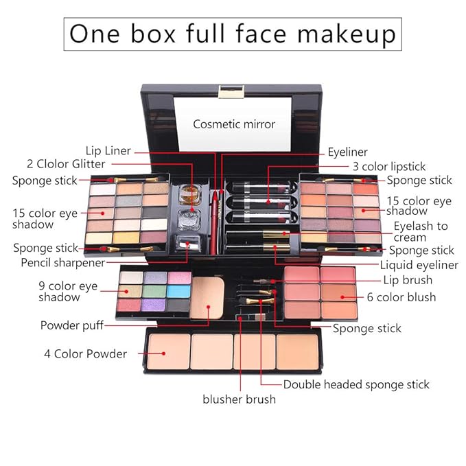Professional All In One Makeup set, Cosmetic, Makeup kits for teenagers 14-16, Makeup kit for women full kit, Include Eyeshadow Palette Lipstick Eyebrow Pencil Brush(39 Color)