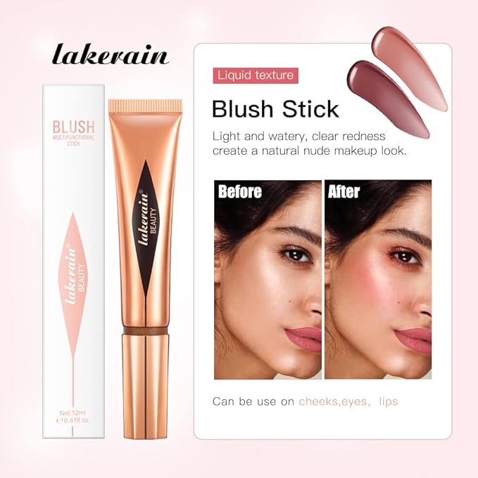 Liquid Blush Stick, Beauty Stick, Cream Blush, Liquid Blush For Cheeks, Beauty Blush Stick With Cushion Applicator, Multifunctional Makeup Beauty Stick (02#)