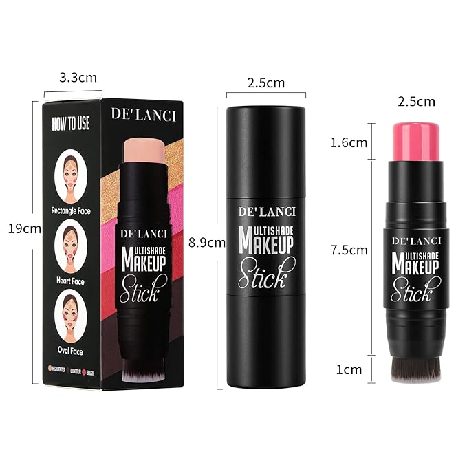 Creamy Blush Stick With Brush for Mature Skin/Lip/Eyes,Lightweight Luxuriously Blendable Rose Color Matte Multi Blush Stick for All Ages, Long Lasting Waterproof Cream Blush for Cheeks/Face #2