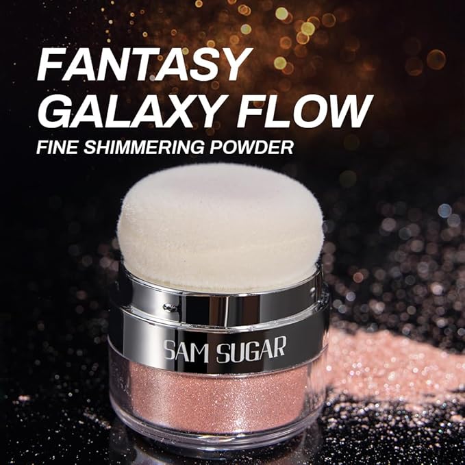 Glitter Body Highlighter Powder Body Shimmer Sparkle Face Brightening Highlighter Powder for Face Eyes Body Glow Makeup With sponge head(07#)
