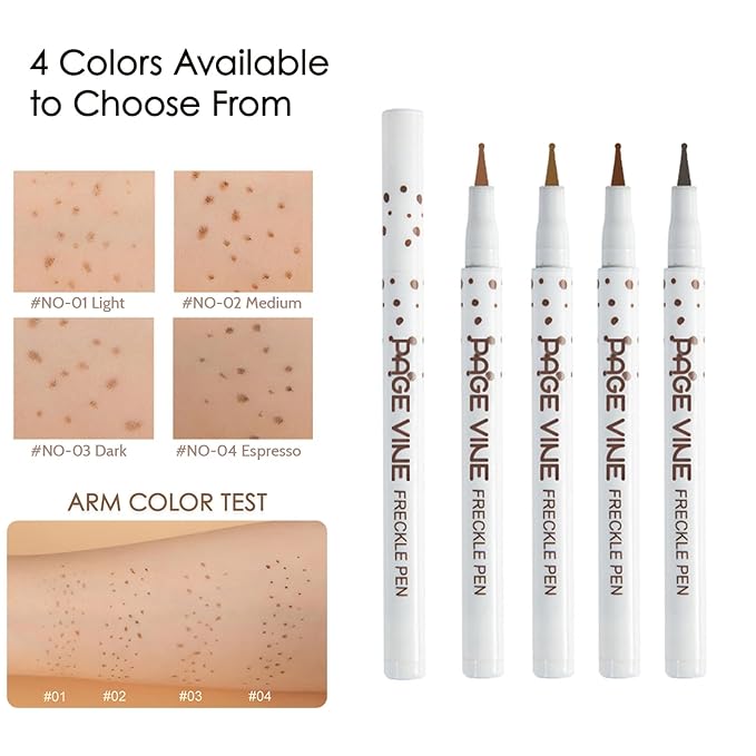 2 Pack Freckle Pen,Liquid Face Fake Freckles Pens to Create Natural Freckle Makeup and Freck beauty,Fake Freckles Waterproof for Lifelike Sunkissed Makeup,Mole Pen (01Light+04Espresso)