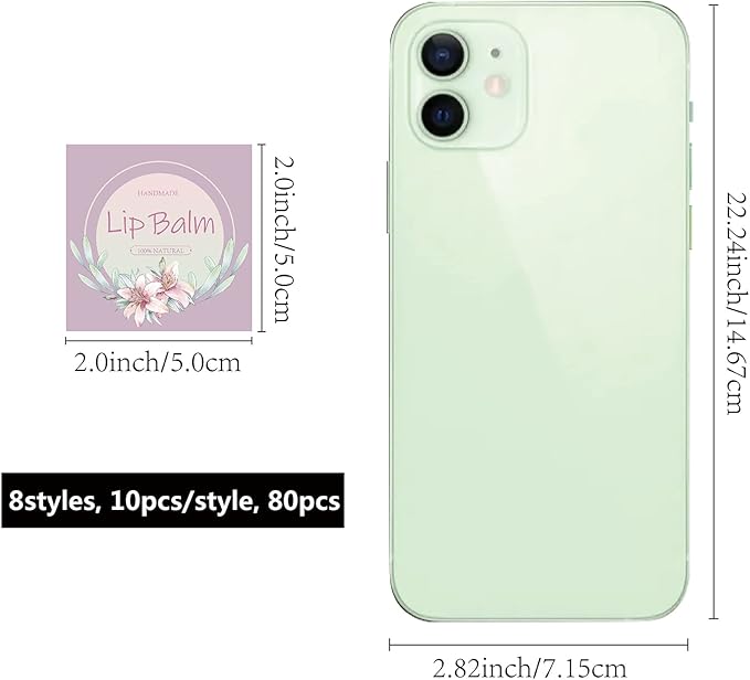 CRASPIRE Lip Balm Labels 80pcs Homemade Lip Balm Labels 2” Clear Lip Balm Labels for Tubes Printable Waterproof Lip Balm Stickers Labels for Lip Balm Handcream Candle Container(Flowers-Pink Purple)