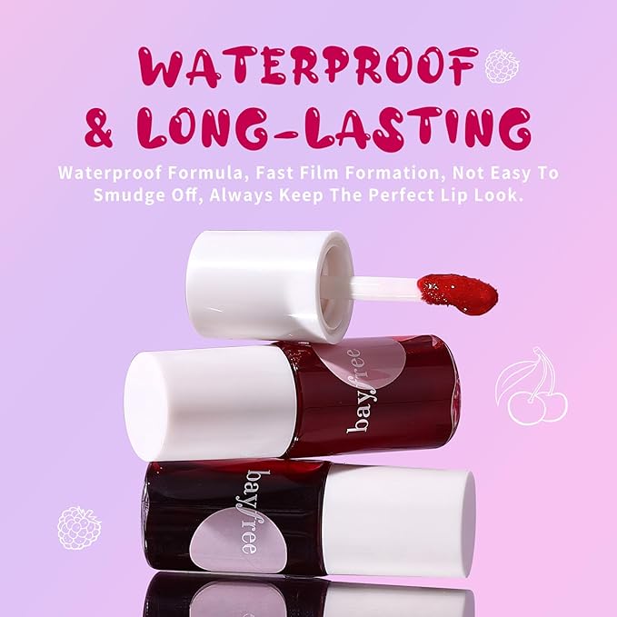 Lip Tint Stain, Long Lasting Korean Lip Stain Set, Non-sticky Waterproof Lightweight Lip and Cheek Tint, Moisturizing High Pigment Water Tint, Matte Finish Lip Tint