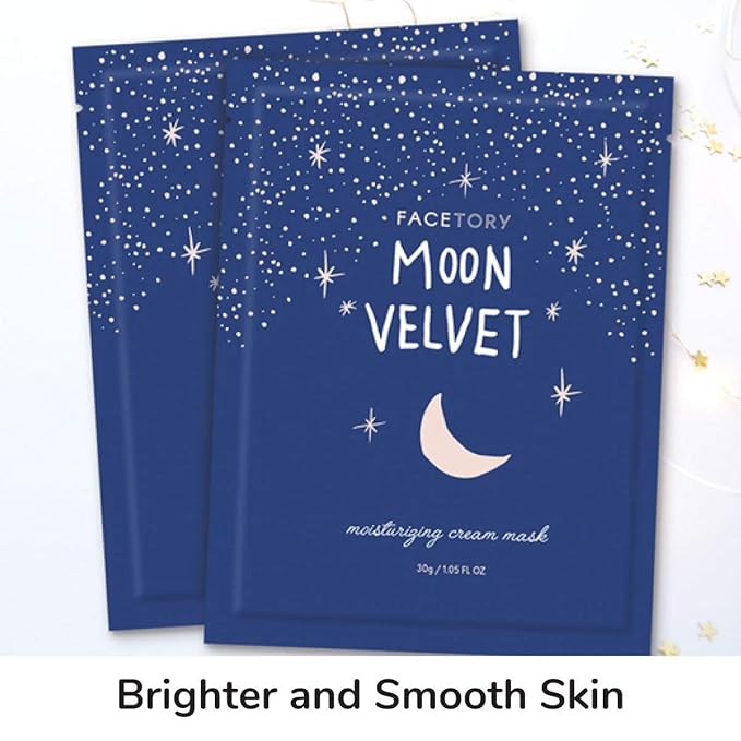 FACETORY FaceMasks Mask Skin Care β MOON VELVET Face Masks Skin Care with Sodium Hyaluronate & Shea Butter | Face Mask Spa Moisturizing Treatment (10 Pack)