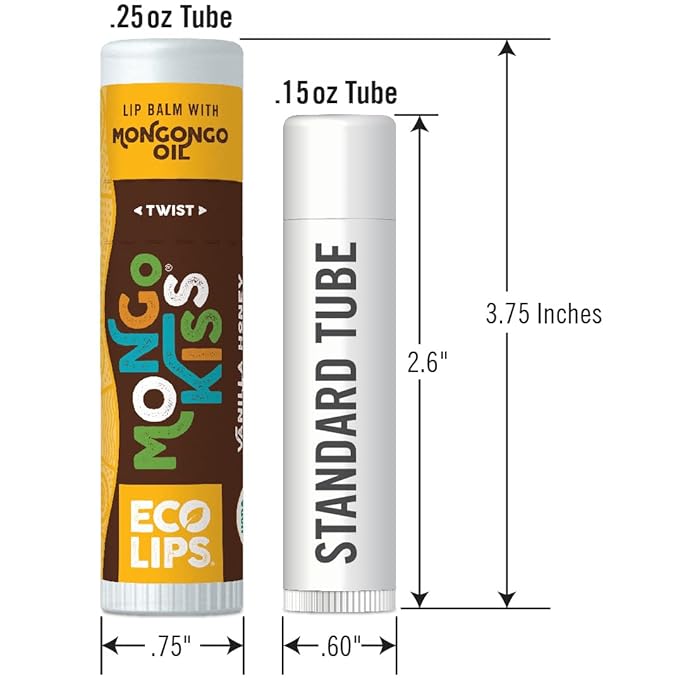 Eco Lips Mongo Kiss 4 Pack Lip Balm - Strawberry Lavender & Coconut Variety - 100% Natural and Made in USA